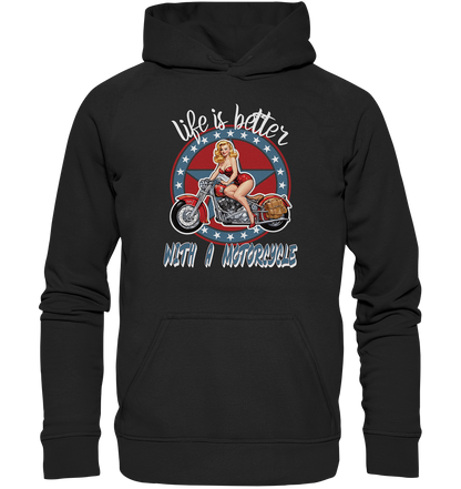 life is better with a motorcycle - Retro Design II - Basic Unisex Hoodie