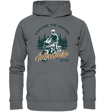 Explore the Nature - Adventure Bike 1980 - Basic Unisex Hoodie