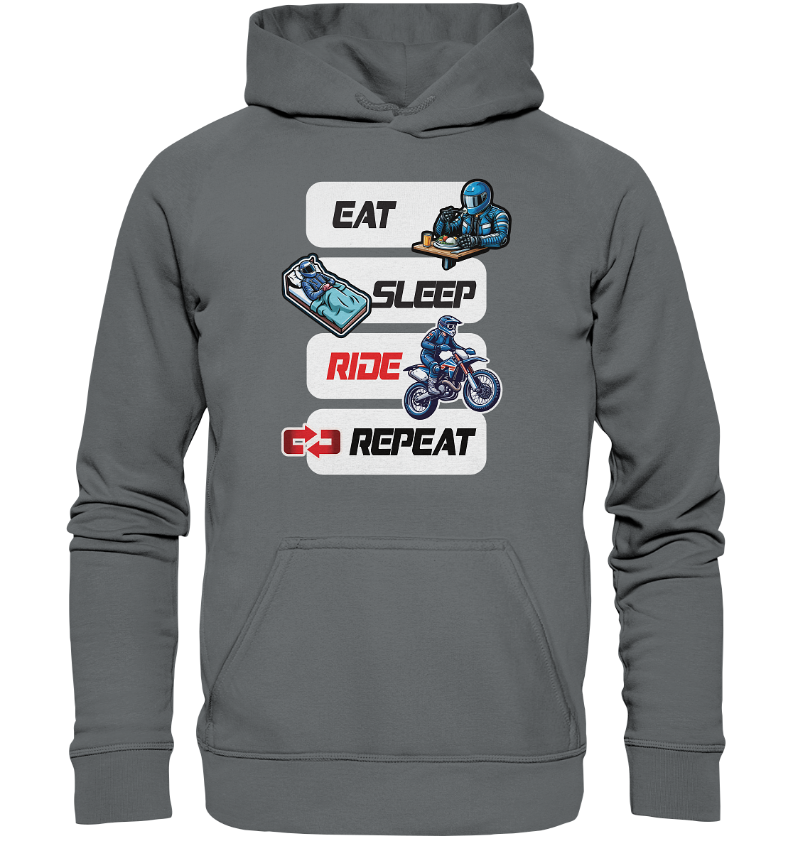 Eat Sleep Ride Repeat  - lustiger Biker Spruch Motocross - Basic Unisex Hoodie