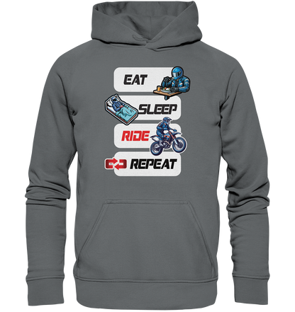 Eat Sleep Ride Repeat  - lustiger Biker Spruch Motocross - Basic Unisex Hoodie