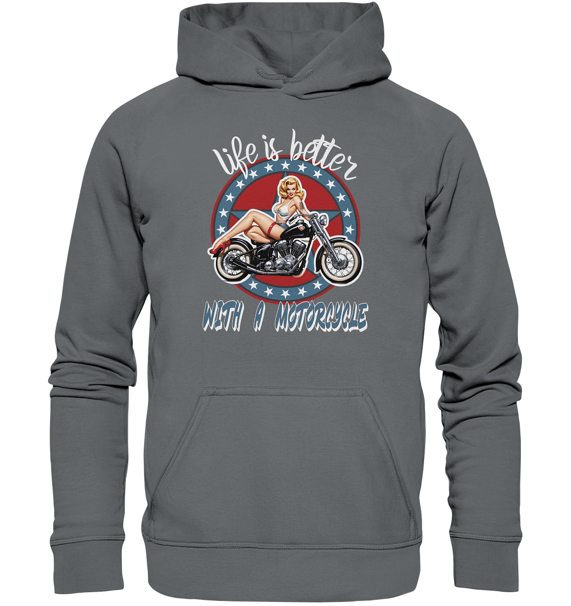 life is better with a motorcycle - Retro Design III - Basic Unisex Hoodie