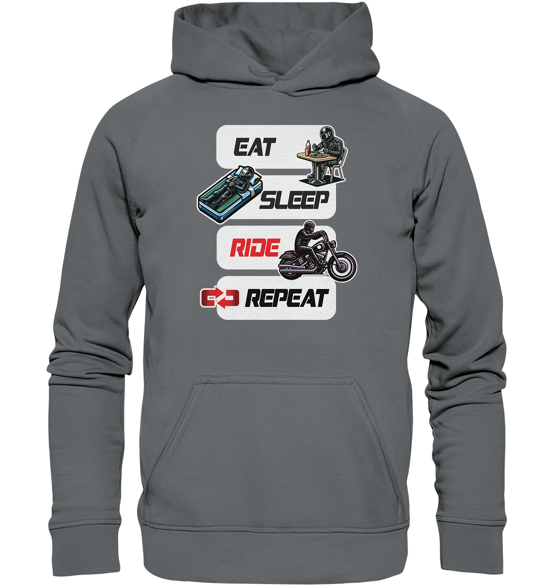 Eat Sleep Ride Repeat  - lustiger Biker Spruch Chopper - Basic Unisex Hoodie