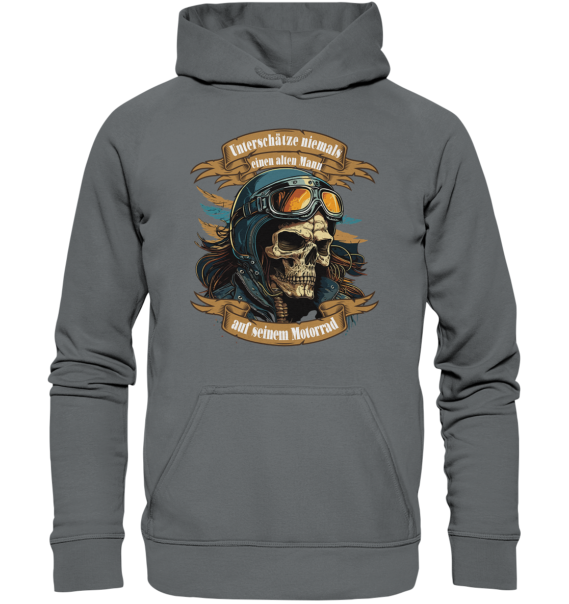 Unterschätze niemals einen alten Mann auf seinem Motorrad - Basic Unisex Hoodie