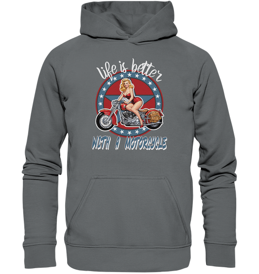 life is better with a motorcycle - Retro Design II - Basic Unisex Hoodie