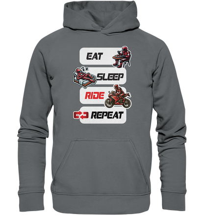 Eat Sleep Ride Repeat  - lustiger Biker Spruch - Basic Unisex Hoodie