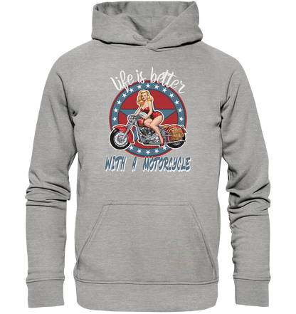 life is better with a motorcycle - Retro Design II - Basic Unisex Hoodie