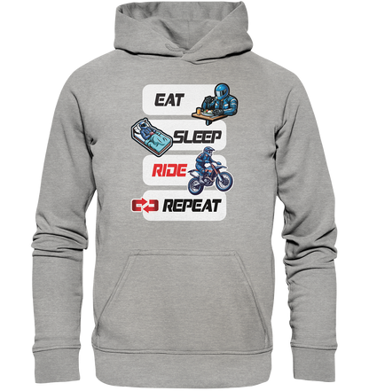 Eat Sleep Ride Repeat  - lustiger Biker Spruch Motocross - Basic Unisex Hoodie