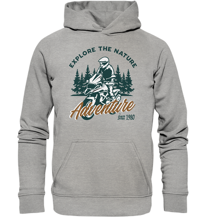 Explore the Nature - Adventure Bike 1980 - Basic Unisex Hoodie