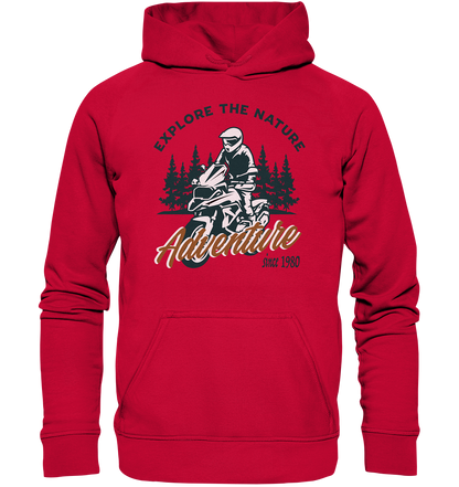 Explore the Nature - Adventure Bike 1980 - Basic Unisex Hoodie