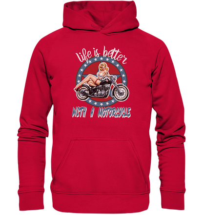 life is better with a motorcycle - Retro Design III - Basic Unisex Hoodie