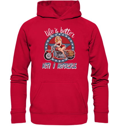 life is better with a motorcycle - Retro Design II - Basic Unisex Hoodie