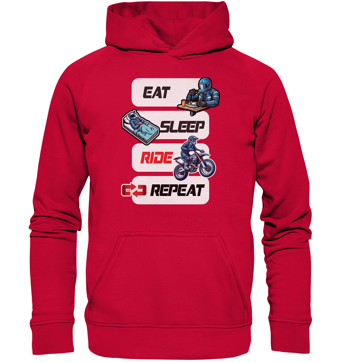 Eat Sleep Ride Repeat  - lustiger Biker Spruch Motocross - Basic Unisex Hoodie