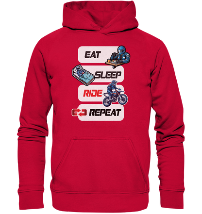 Eat Sleep Ride Repeat  - lustiger Biker Spruch Motocross - Basic Unisex Hoodie