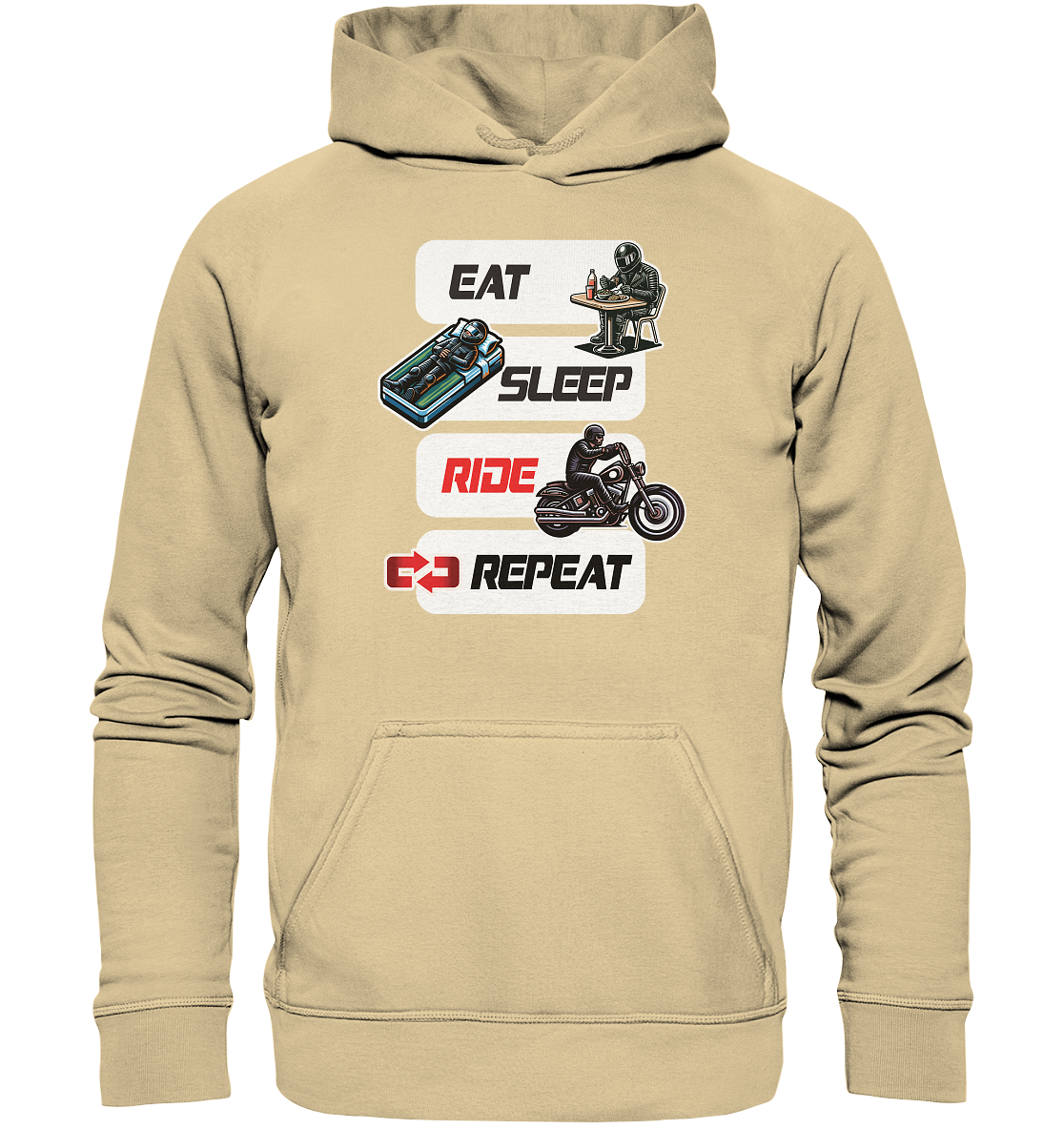 Eat Sleep Ride Repeat  - lustiger Biker Spruch Chopper - Basic Unisex Hoodie