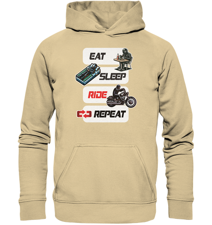 Eat Sleep Ride Repeat  - lustiger Biker Spruch Chopper - Basic Unisex Hoodie