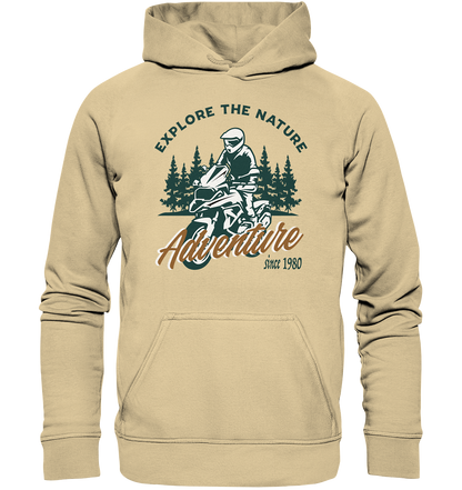 Explore the Nature - Adventure Bike 1980 - Basic Unisex Hoodie