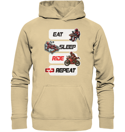 Eat Sleep Ride Repeat  - lustiger Biker Spruch - Basic Unisex Hoodie