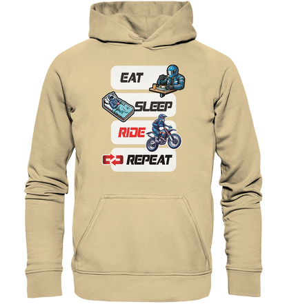 Eat Sleep Ride Repeat  - lustiger Biker Spruch Motocross - Basic Unisex Hoodie