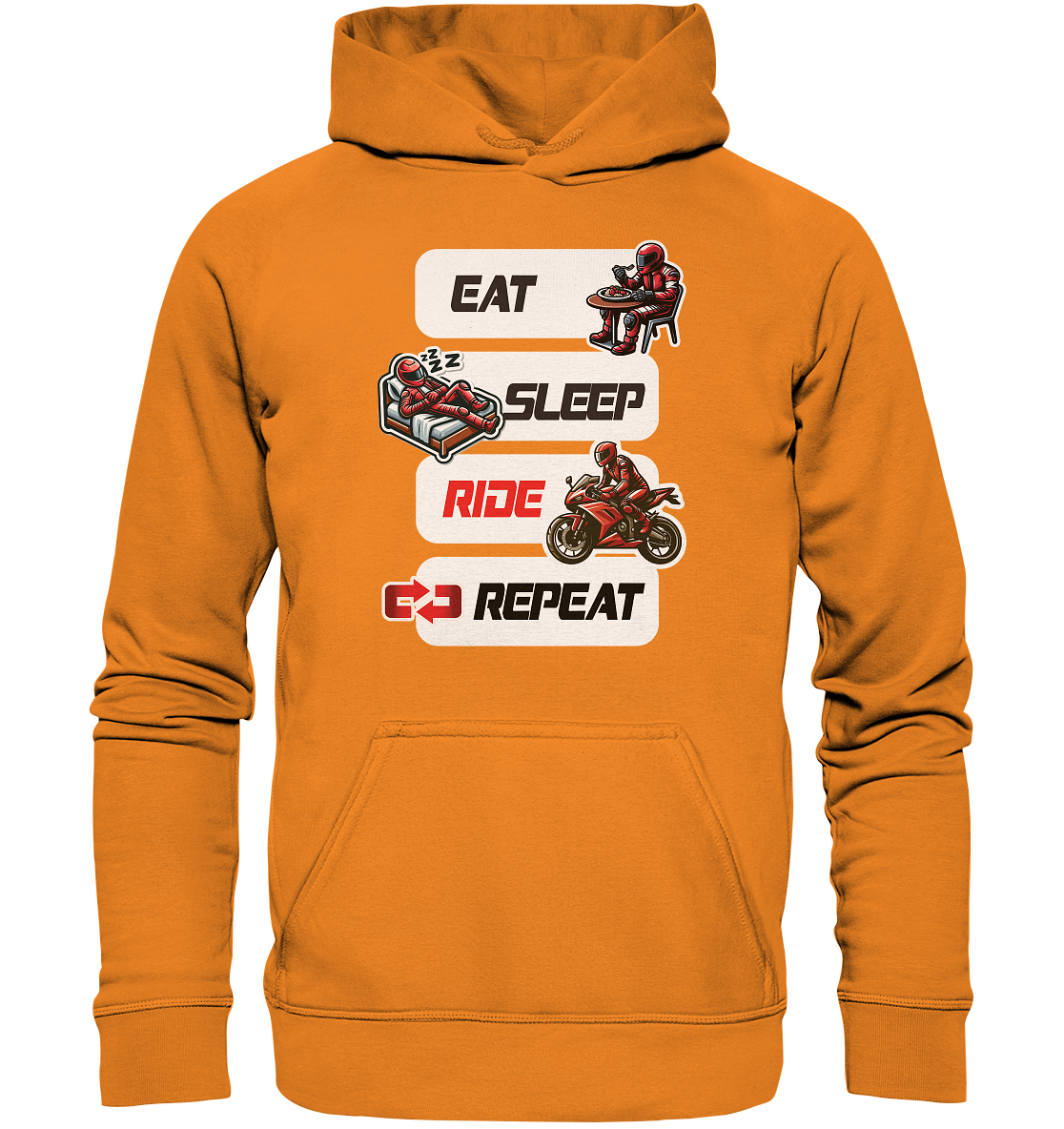 Eat Sleep Ride Repeat  - lustiger Biker Spruch - Basic Unisex Hoodie