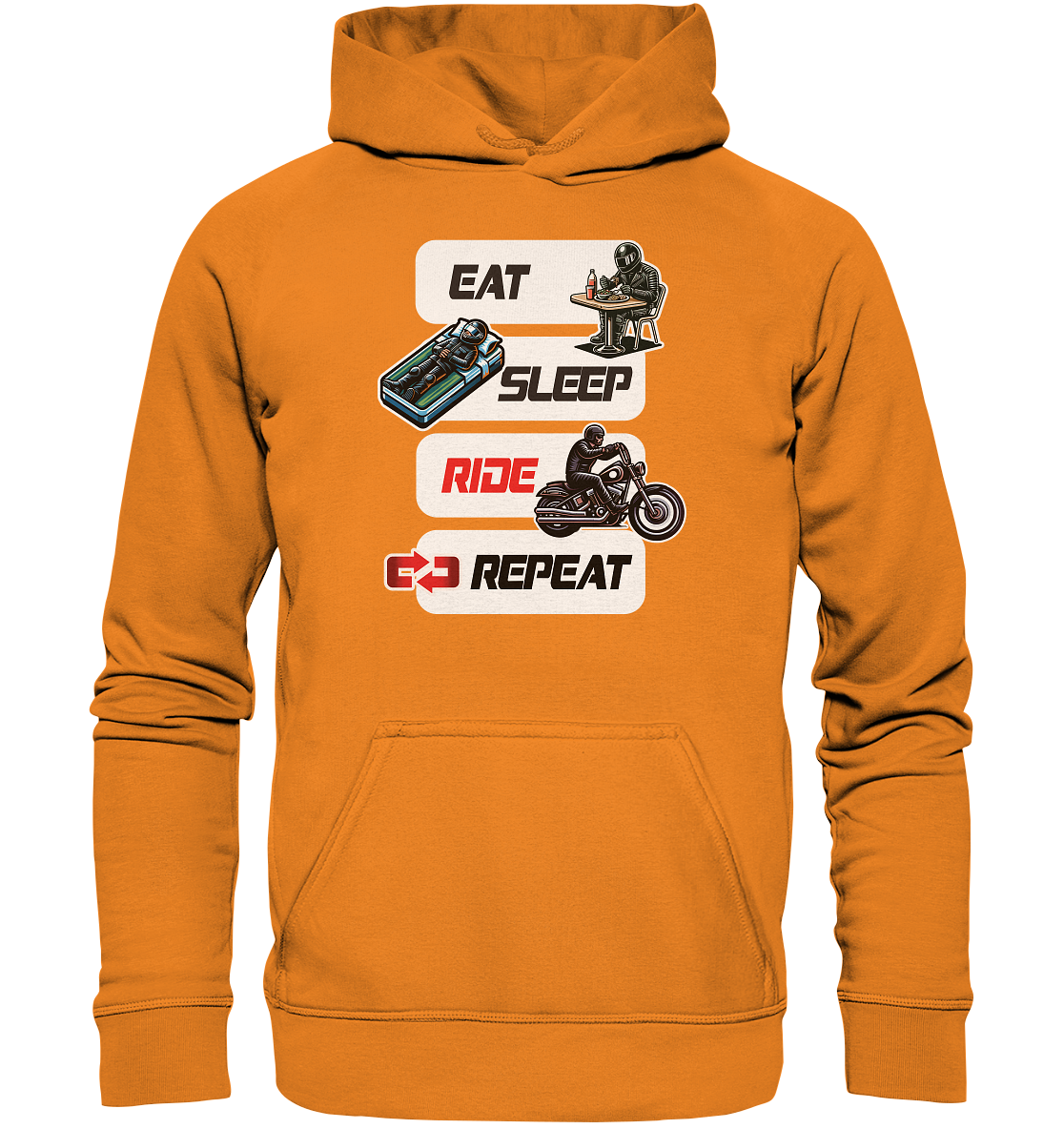 Eat Sleep Ride Repeat  - lustiger Biker Spruch Chopper - Basic Unisex Hoodie