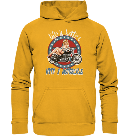 life is better with a motorcycle - Retro Design III - Basic Unisex Hoodie