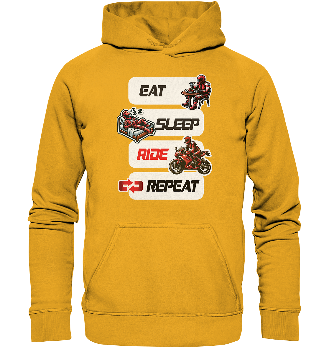 Eat Sleep Ride Repeat  - lustiger Biker Spruch - Basic Unisex Hoodie