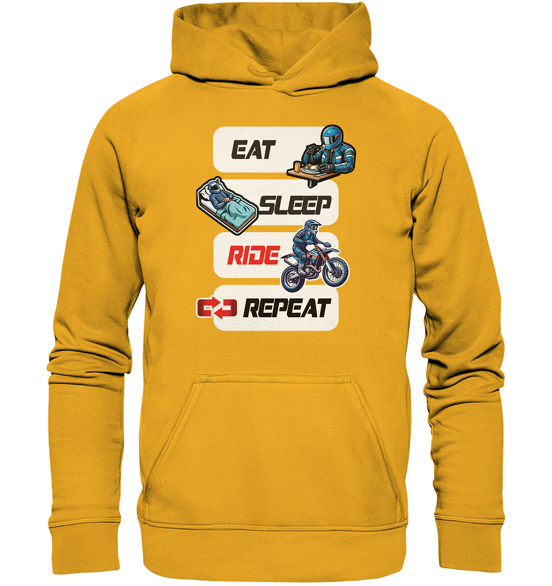 Eat Sleep Ride Repeat  - lustiger Biker Spruch Motocross - Basic Unisex Hoodie