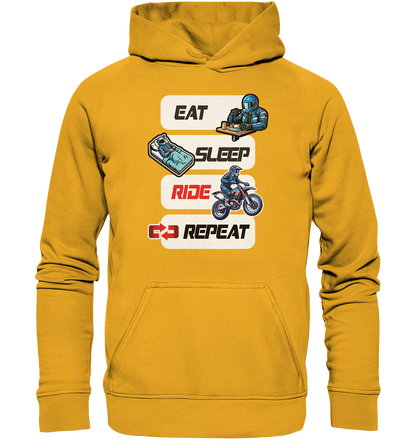 Eat Sleep Ride Repeat  - lustiger Biker Spruch Motocross - Basic Unisex Hoodie