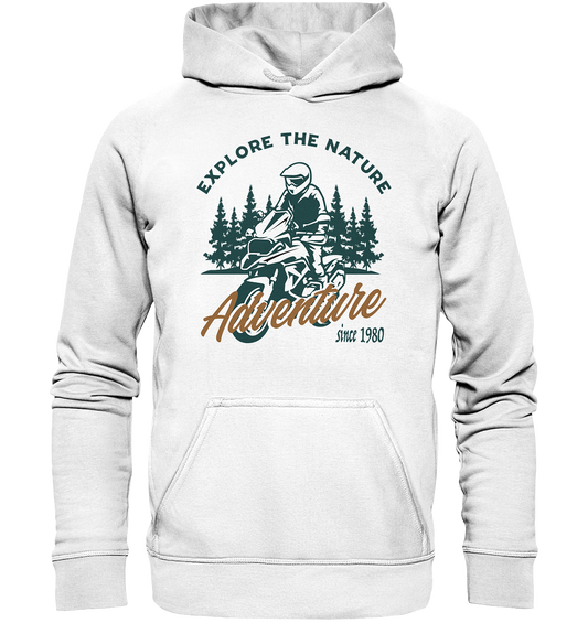 Explore the Nature - Adventure Bike 1980 - Basic Unisex Hoodie