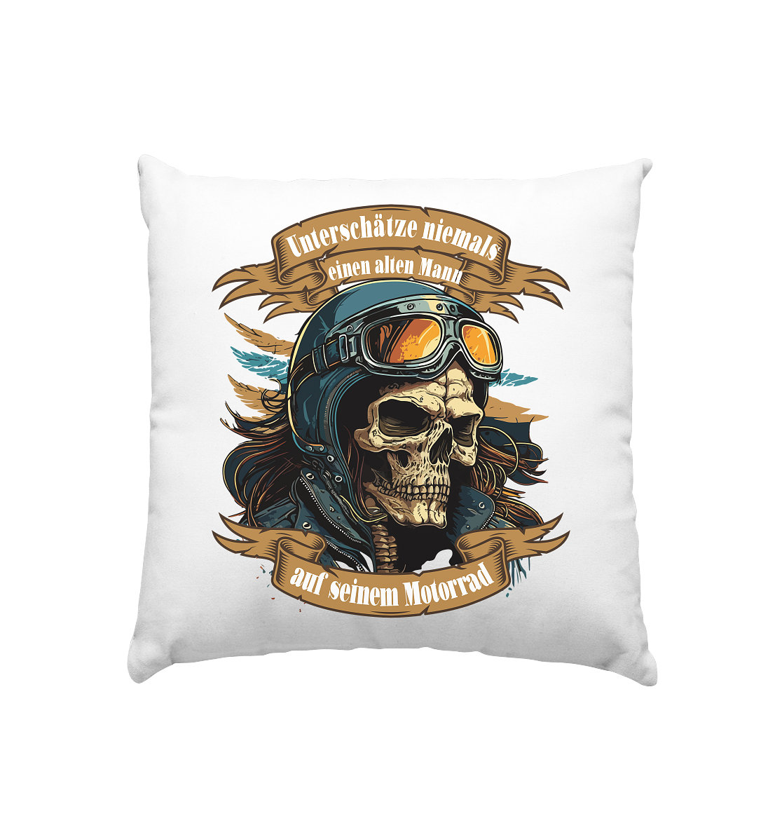 Unterschätze niemals einen alten Mann auf seinem Motorrad - Kissen 40x40cm