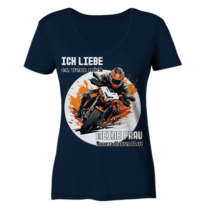 Ich liebe meine Frau - lustiger Biker Spruch  - Ladies V-Neck Shirt