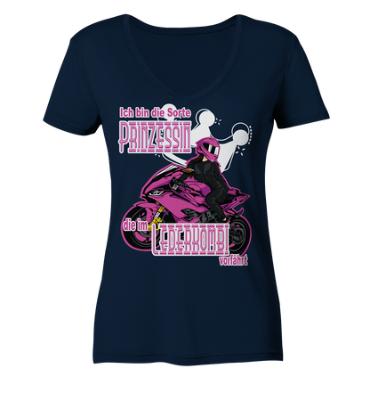 Frauenpower - Prinzessin mit Helm  - Ladies V-Neck Shirt