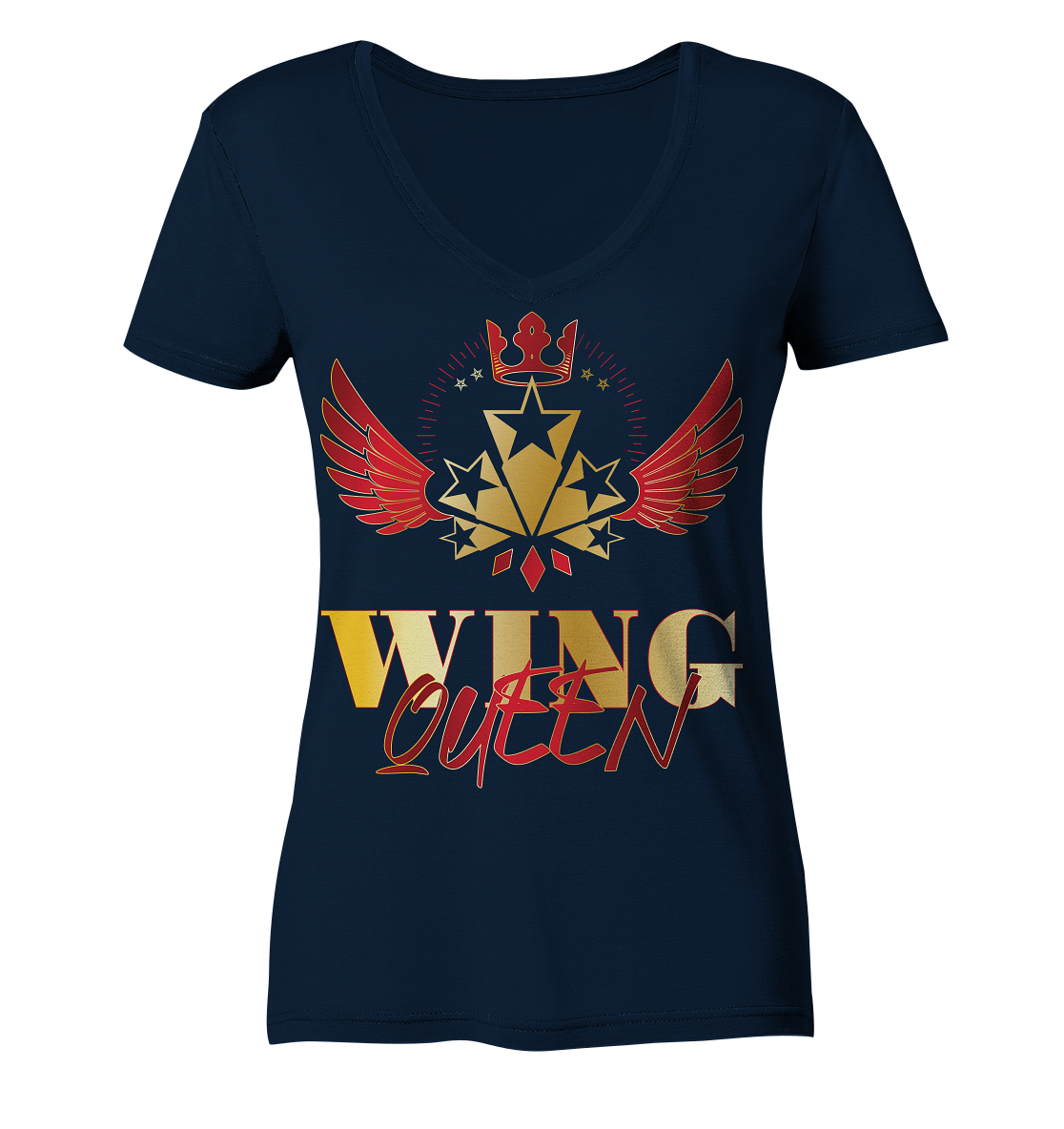 Goldwing - Wing Queen rot/gold - Ladies V-Neck Shirt