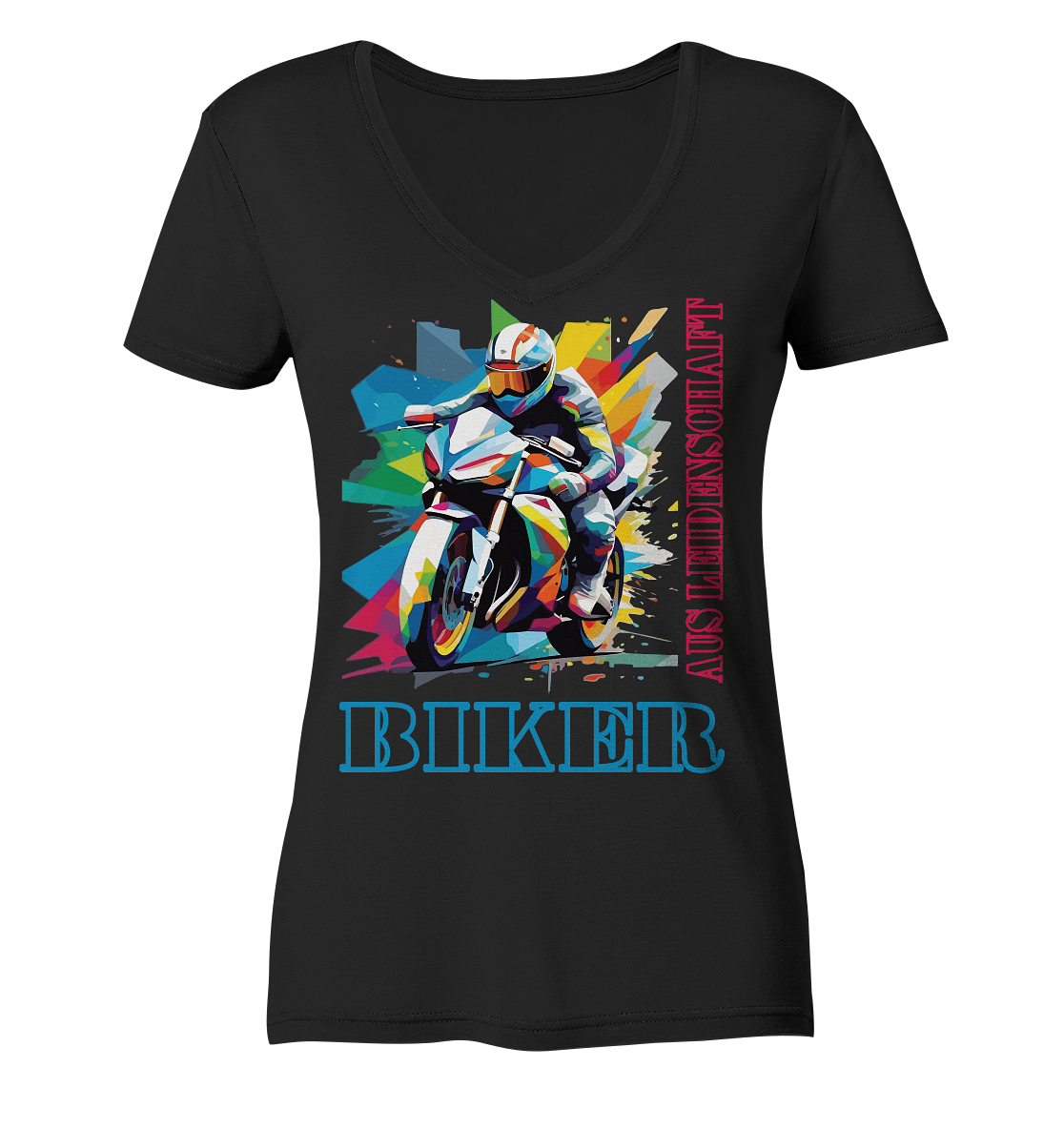 Biker aus Leidenschaft - Abstrakt  - Ladies V-Neck Shirt