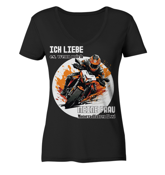Ich liebe meine Frau - lustiger Biker Spruch  - Ladies V-Neck Shirt