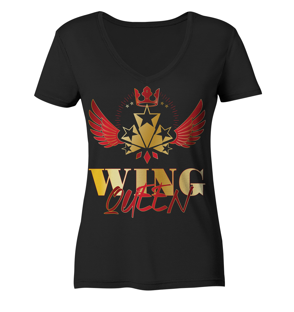 Goldwing - Wing Queen rot/gold - Ladies V-Neck Shirt