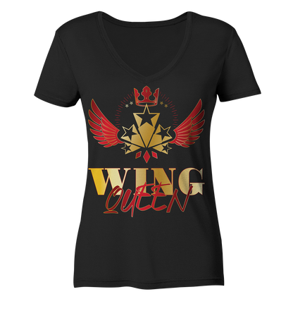 Goldwing - Wing Queen rot/gold - Ladies V-Neck Shirt