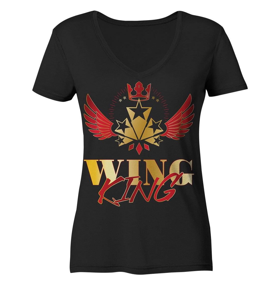 Goldwing - Wing King rot/gold - Ladies V-Neck Shirt