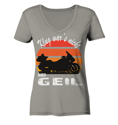Goldwinger Spruch - Klug war`s nicht aber geil - Ladies V-Neck Shirt