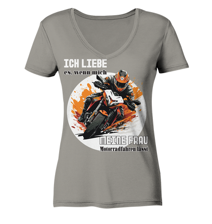 Ich liebe meine Frau - lustiger Biker Spruch  - Ladies V-Neck Shirt