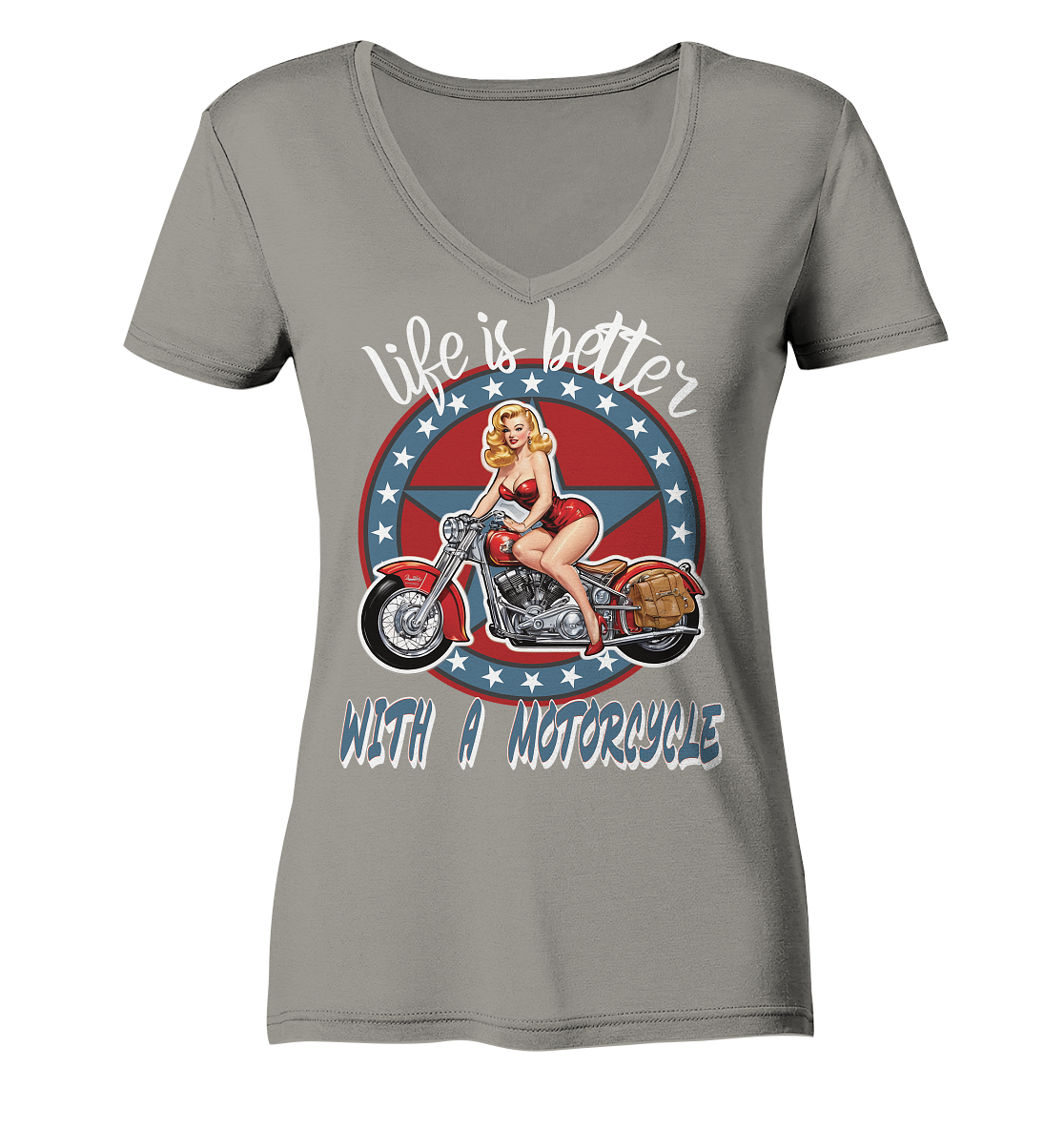 life is better with a motorcycle - Retro Design II - Ladies V-Neck Shirt