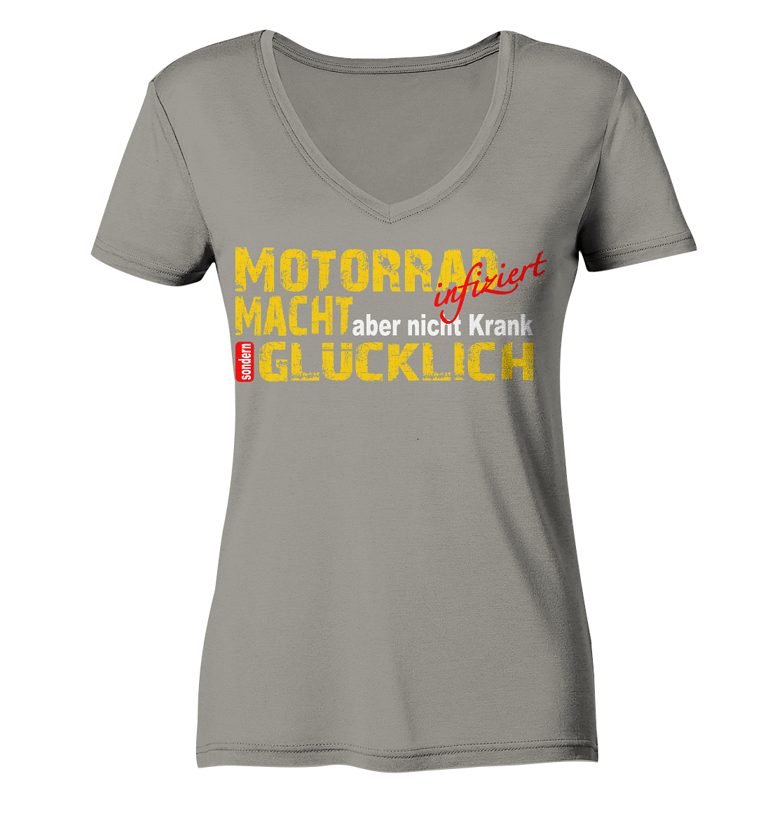 Motorrad macht Glücklich  - Ladies V-Neck Shirt