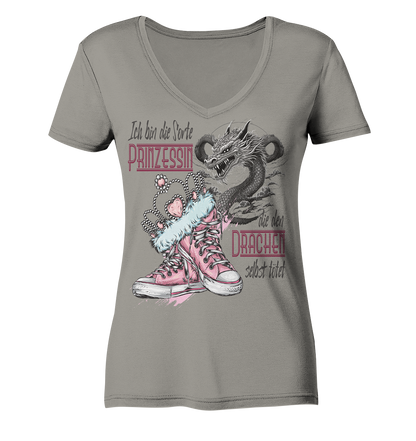 Prinzessin - die den Drachen selbst tötet - Ladies V-Neck Shirt