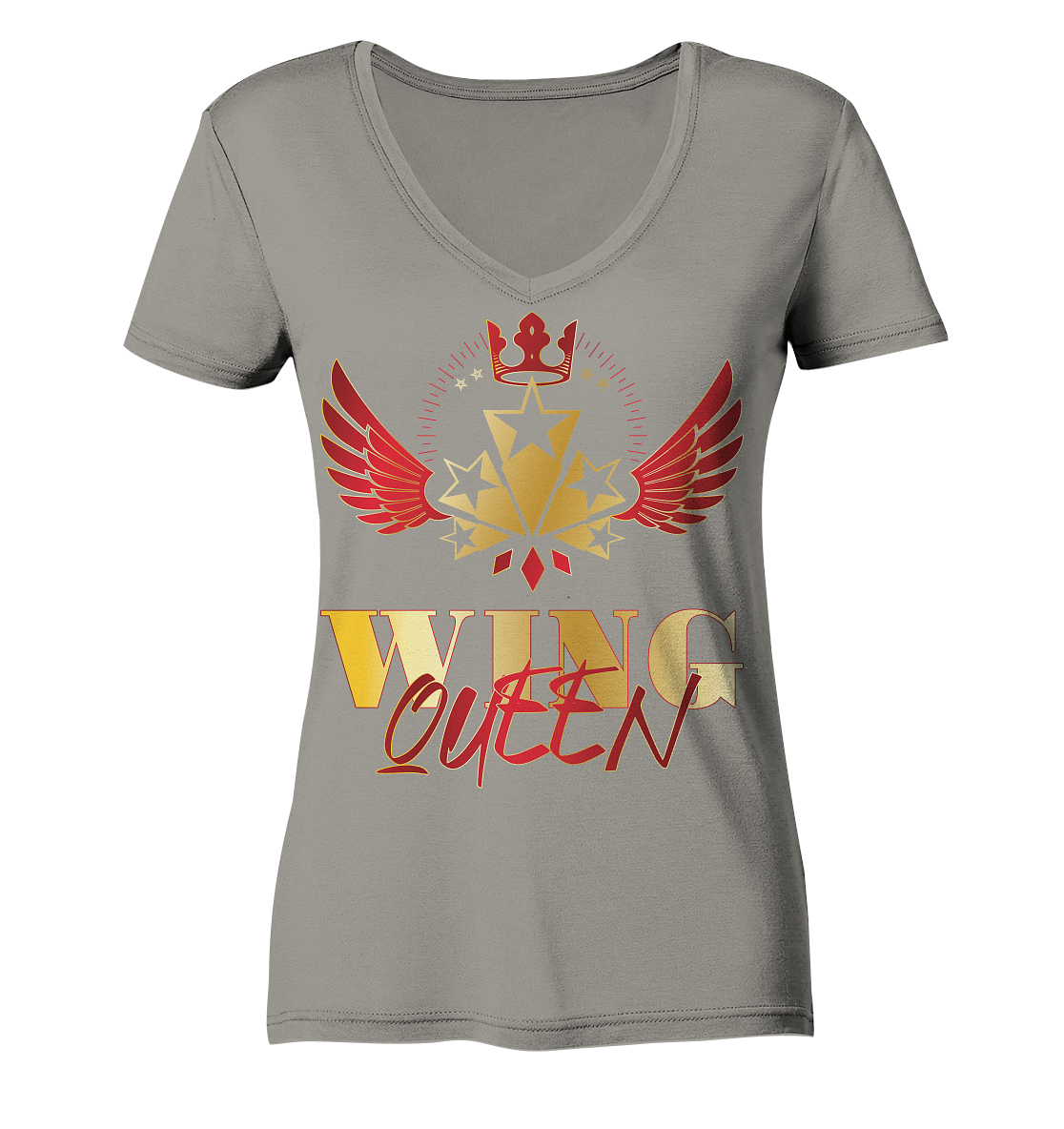 Goldwing - Wing Queen rot/gold - Ladies V-Neck Shirt