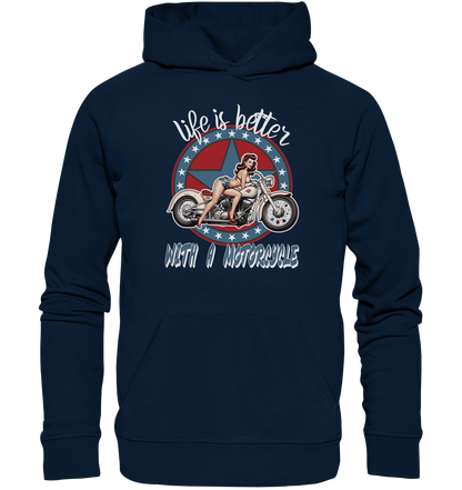 life is better with a motorcycle - Retro Design I - Organic Hoodie