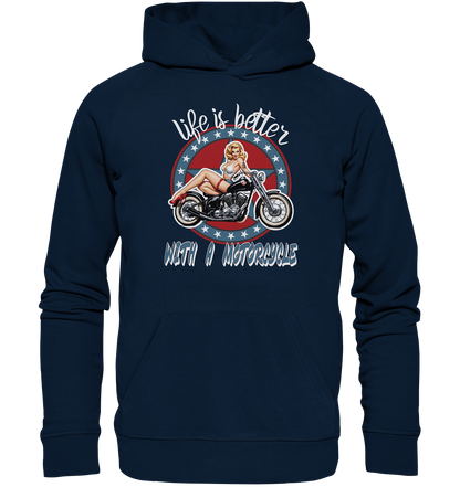 life is better with a motorcycle - Retro Design III - Organic Hoodie