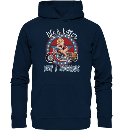 life is better with a motorcycle - Retro Design II - Organic Hoodie