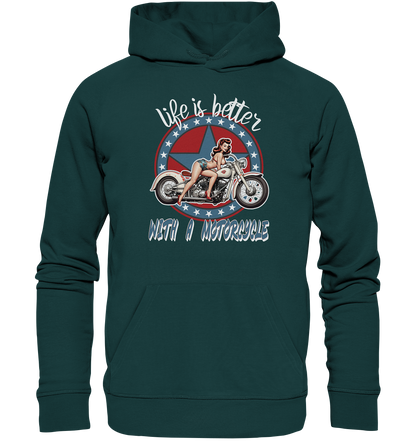 life is better with a motorcycle - Retro Design I - Organic Hoodie