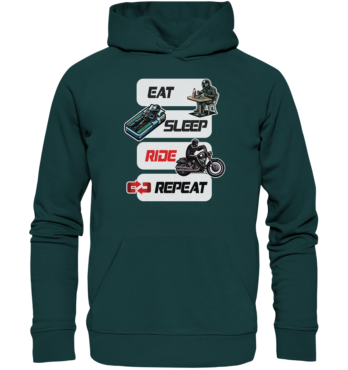 Eat Sleep Ride Repeat  - lustiger Biker Spruch Chopper - Organic Hoodie