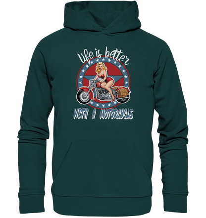 life is better with a motorcycle - Retro Design II - Organic Hoodie